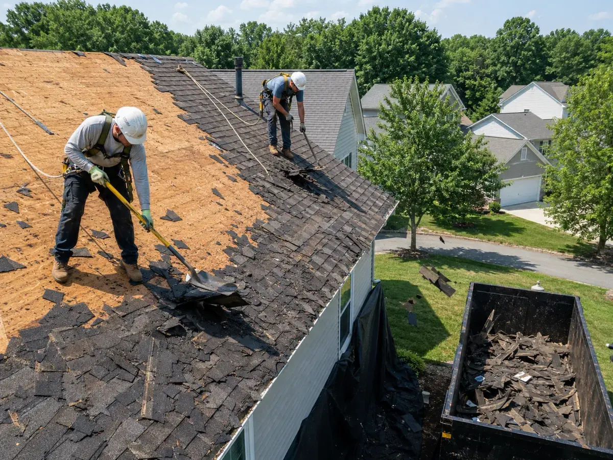 Shingle roof tear-off in Raleigh NC