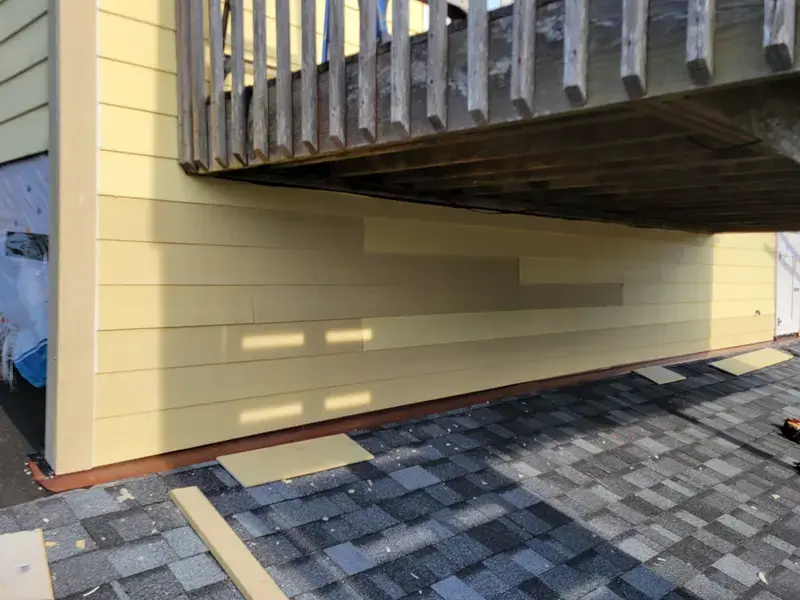 Detailed siding work under deck in North Carolina