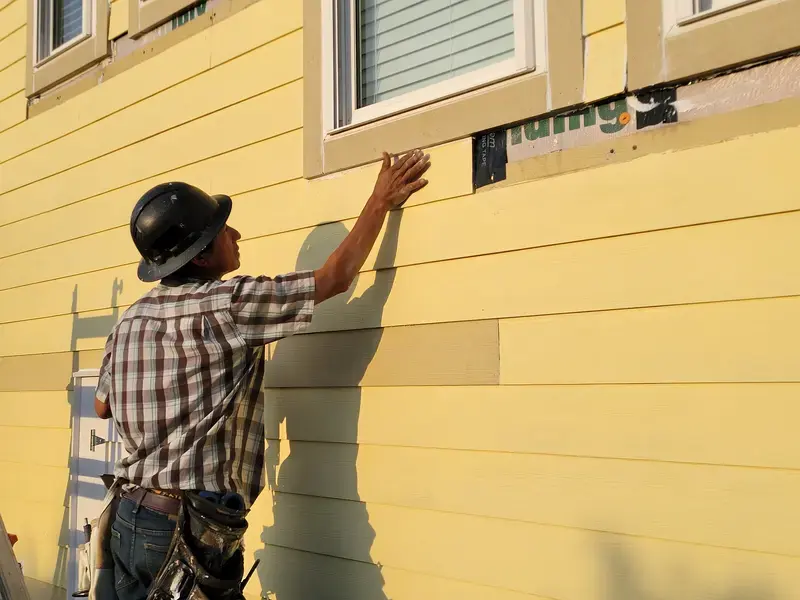 Siding installation with window trim detail in NC