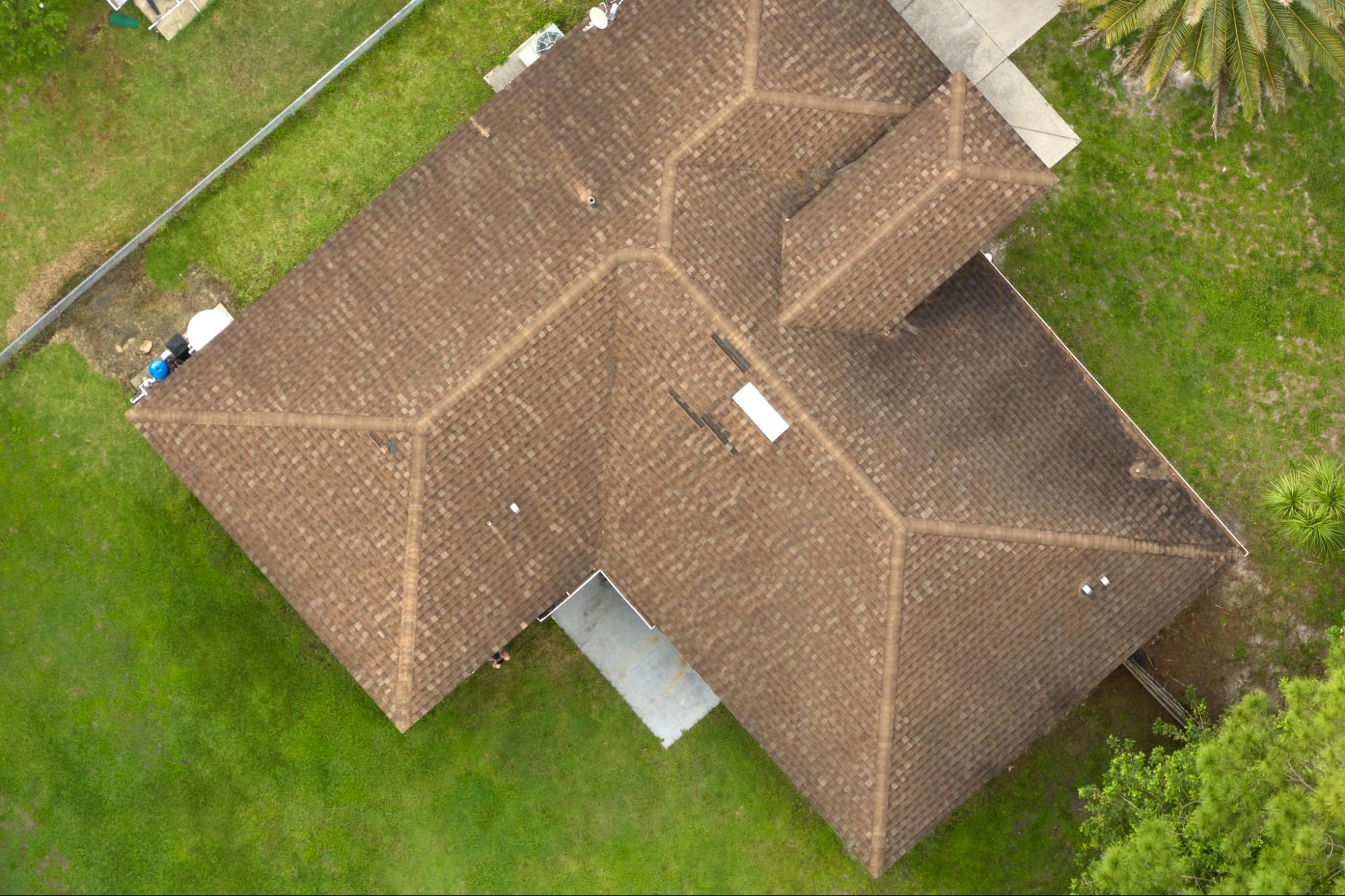 Overhead view of a roof.