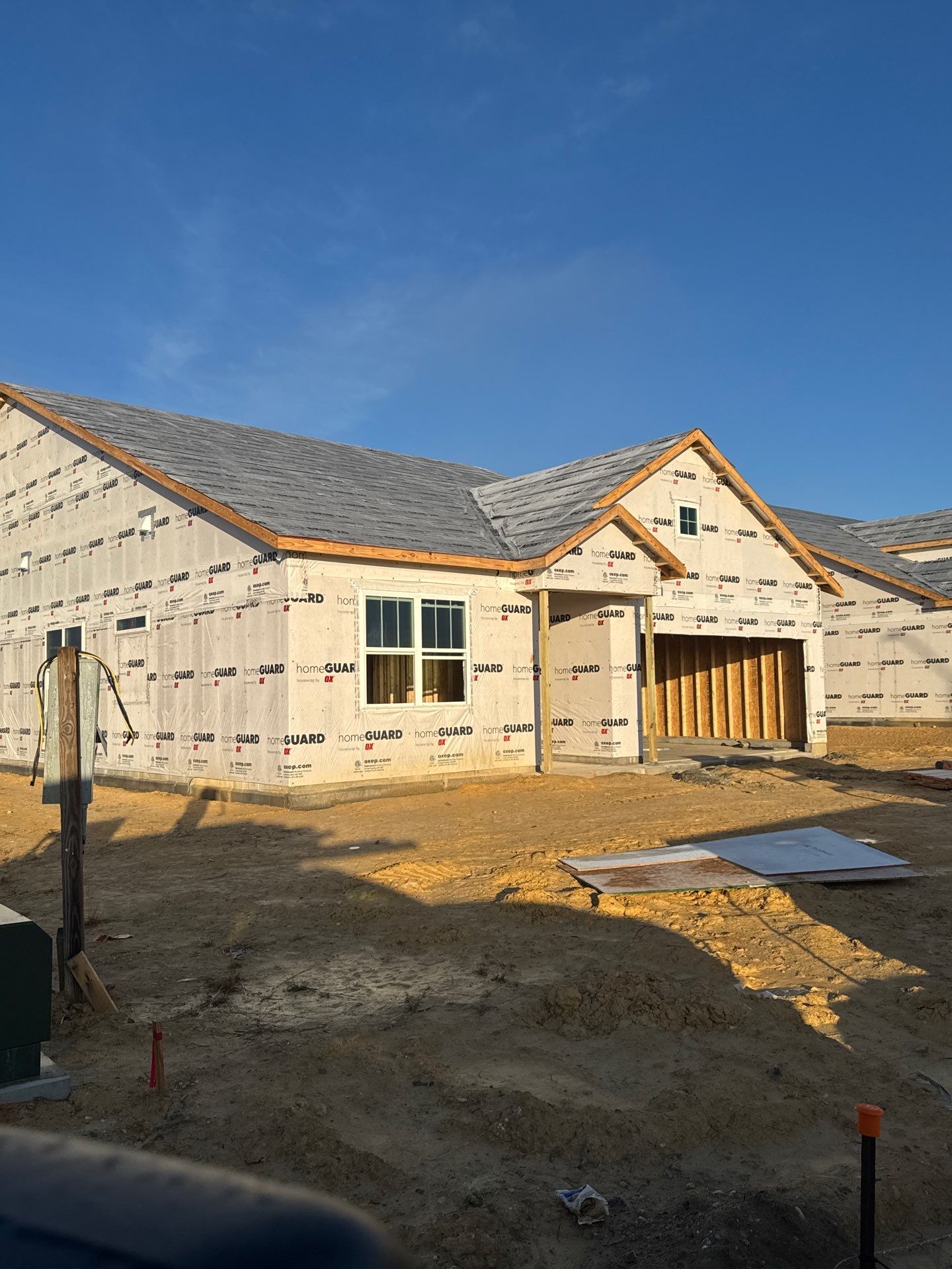 New construction home framing and roofing in Fuquay-Varina NC