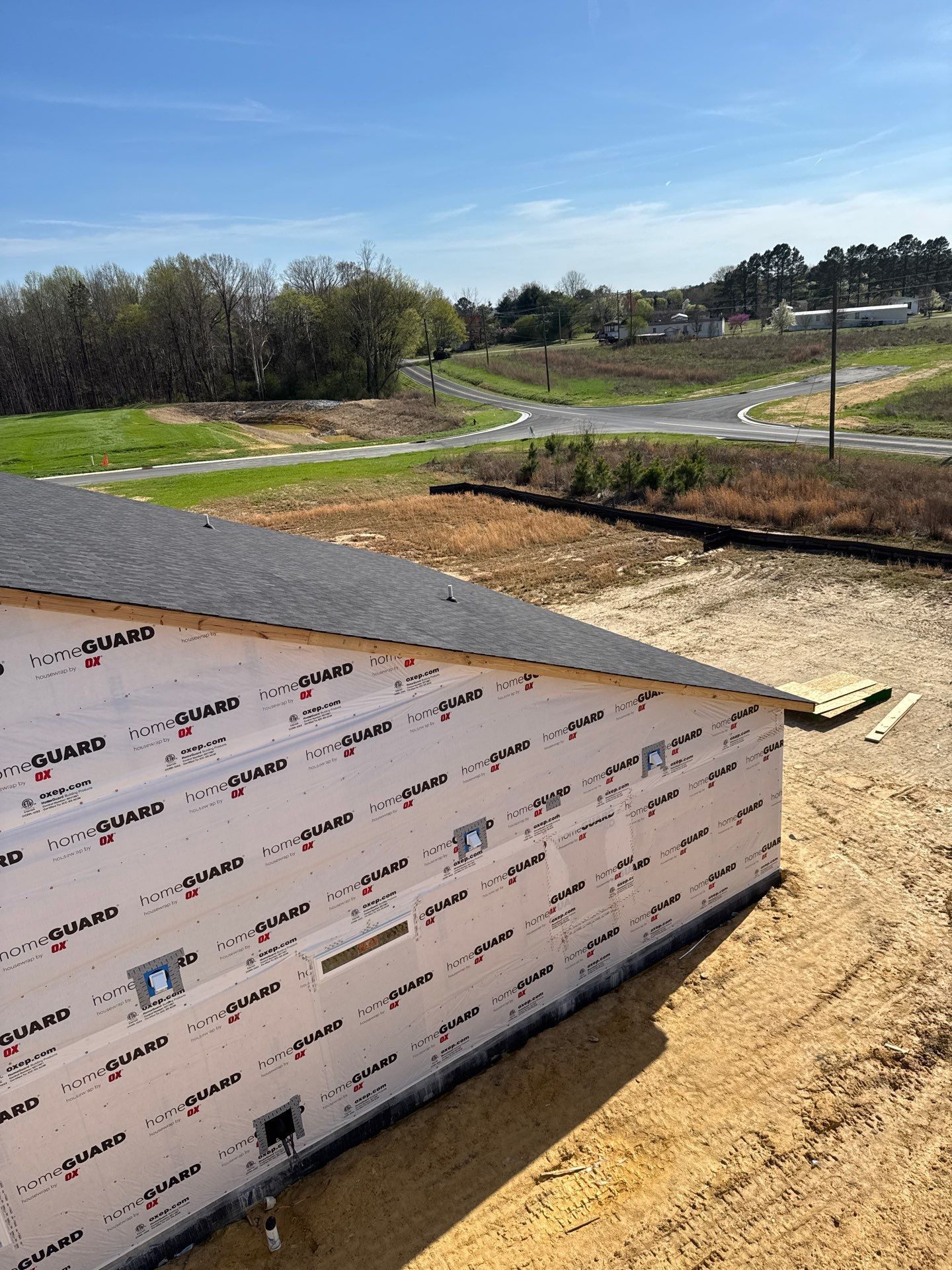 New construction roofing progress dry-in stage in Fuquay-Varina NC