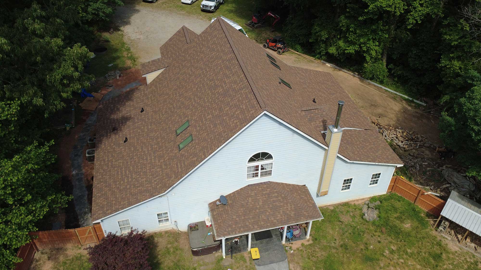 Aerial view of a large,